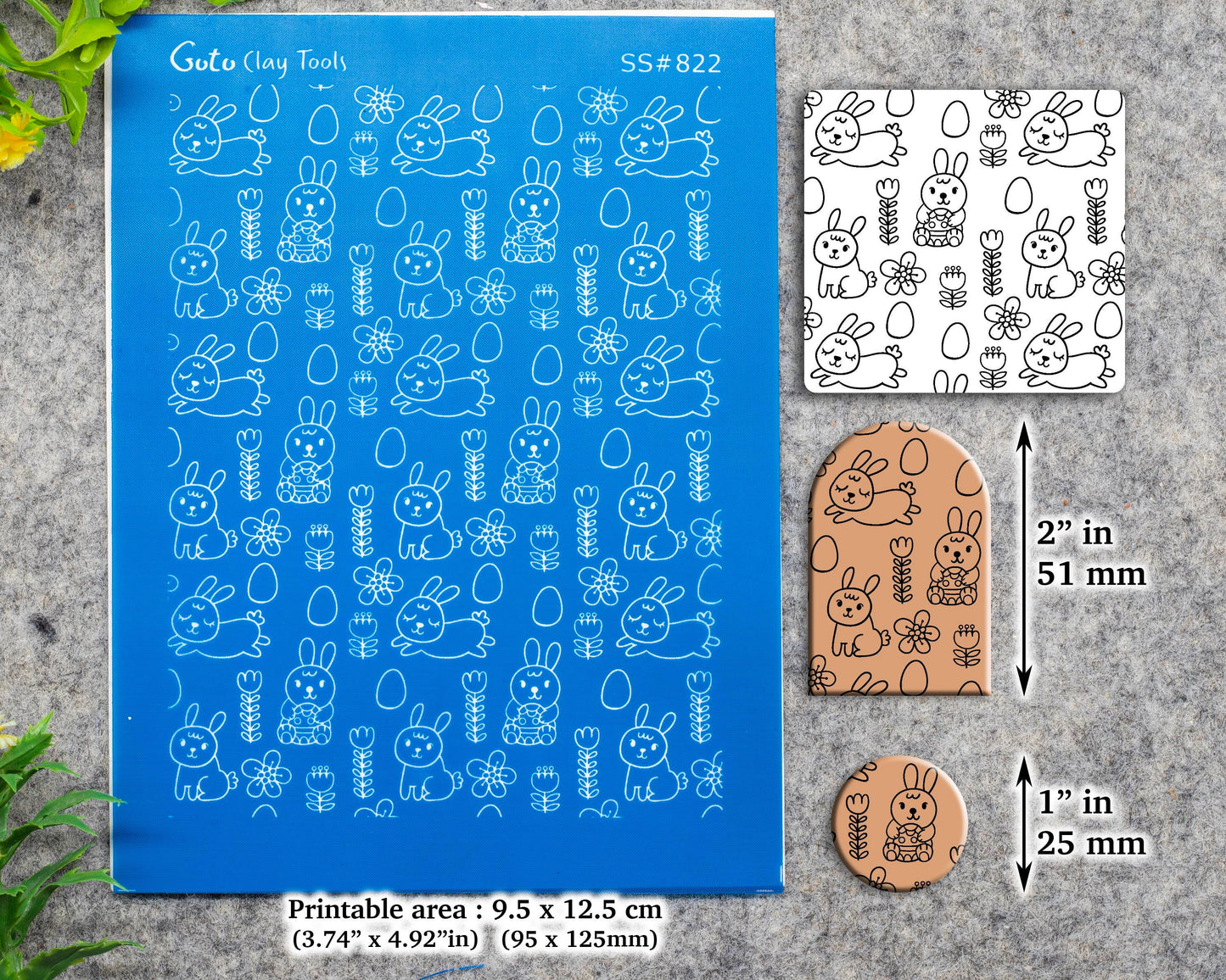 Easter rabbit Silkscreen for Polymer Clay Earring making, Clay Stencils, Clay Earring Silkscreen, Polymer Clay Supplies SS#822