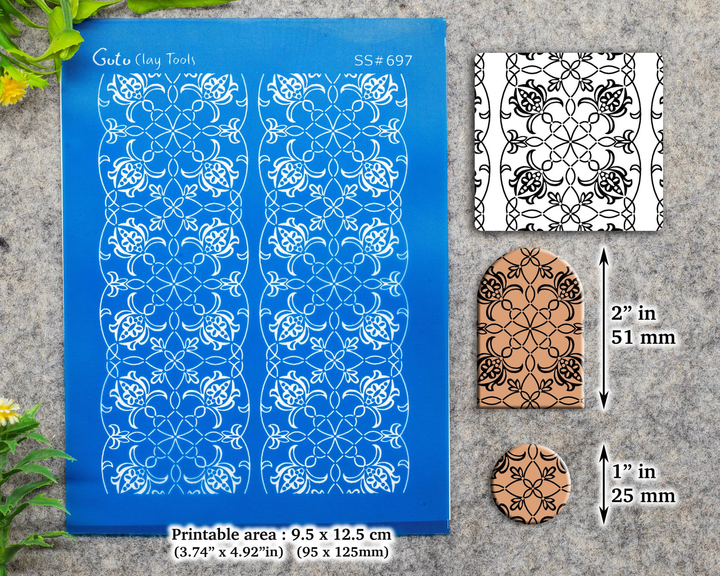Silkscreen for Polymer Clay Earring making, Clay Stencils, Clay Earring Silkscreen, Polymer Clay Supplies SS#697