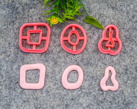 Organic shape Polymer clay cutter, Clay earring cutters, Polymer clay tools, 3D printed cutters #609