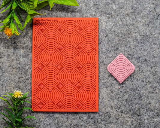 Overlapping Circles Texture mat for polymer clay, Polymer Clay Rubber Texture mat, Texture Tile mats, Rubber Texture Sheet #501