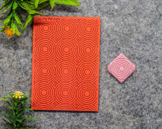 Dots Circles Texture mat for polymer clay, Polymer Clay Rubber Texture mat, Texture Tile mats, Rubber Texture Sheet #502