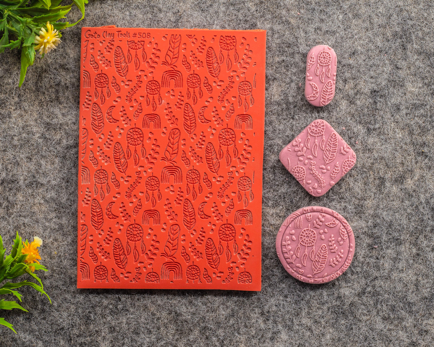 Boho Texture mat for polymer clay, Polymer Clay Rubber Texture mat, Texture Tile mats, Rubber Texture Sheet #508