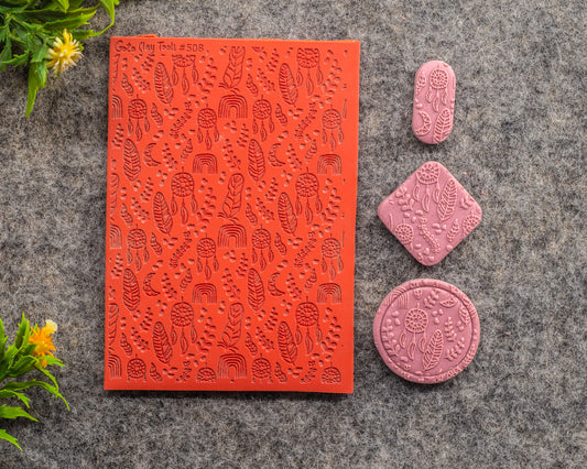 Boho Texture mat for polymer clay, Polymer Clay Rubber Texture mat, Texture Tile mats, Rubber Texture Sheet #508