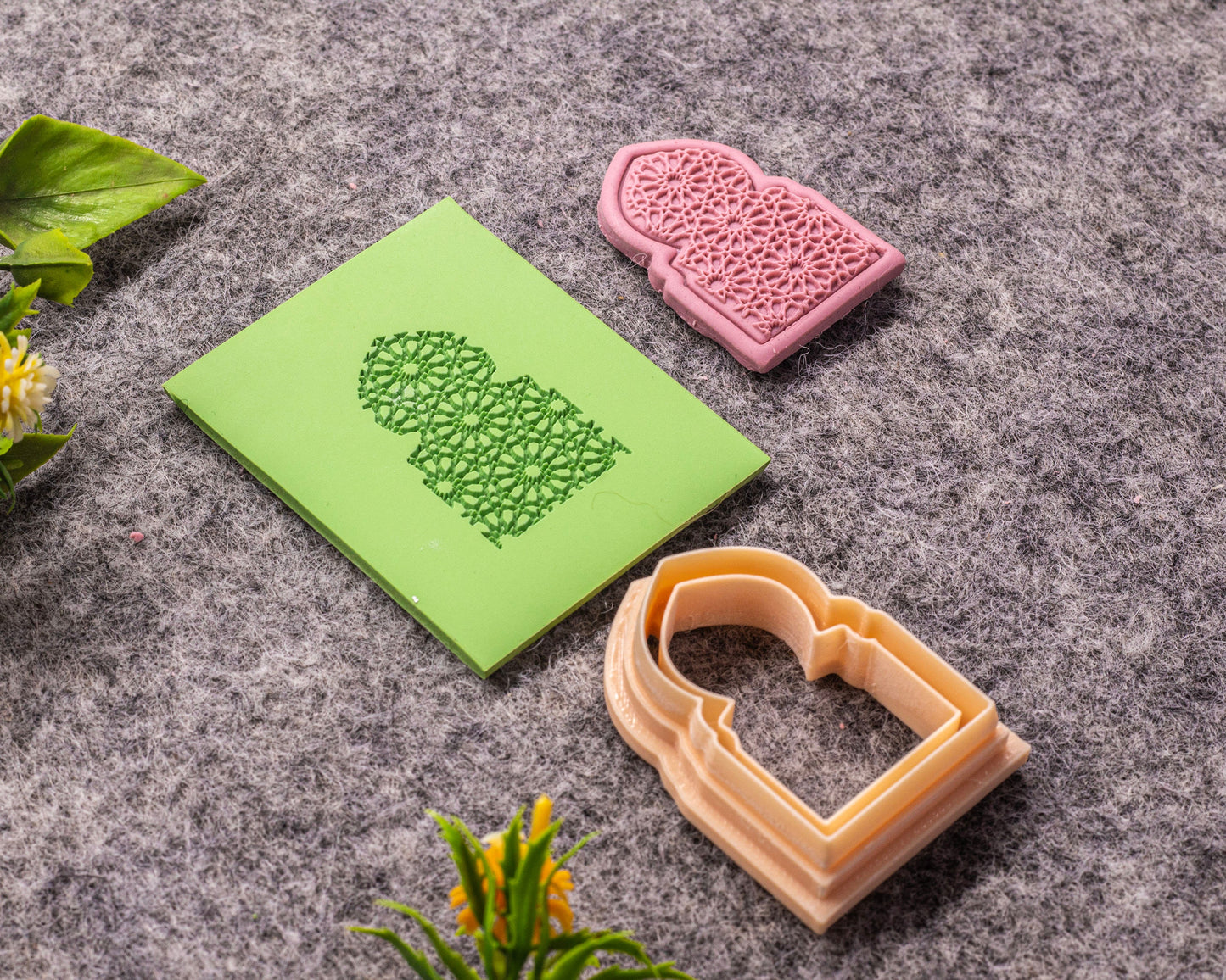 Mihrab Rubber Texture Mat & Cutter Set: Polymer Clay Arabic Arch