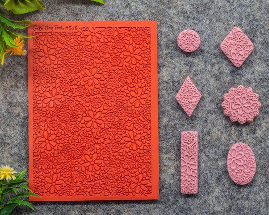 Crochet Lace texture mat for polymer clay, Polymer Clay Rubber Texture mat, Texture Tile mats, Rubber Texture Sheet #518