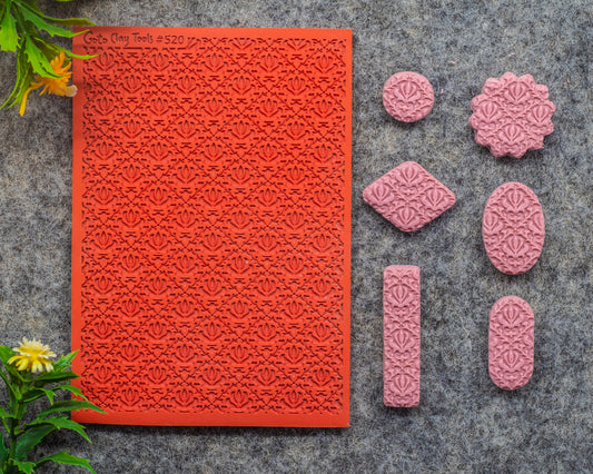 Ornamental texture mat for polymer clay, Polymer Clay Rubber Texture mat, Texture Tile mats, Rubber Texture Sheet #520