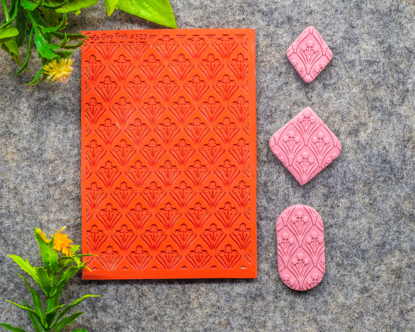 Art Deco Rubber Texture Mat for Polymer Clay Jewelry #523