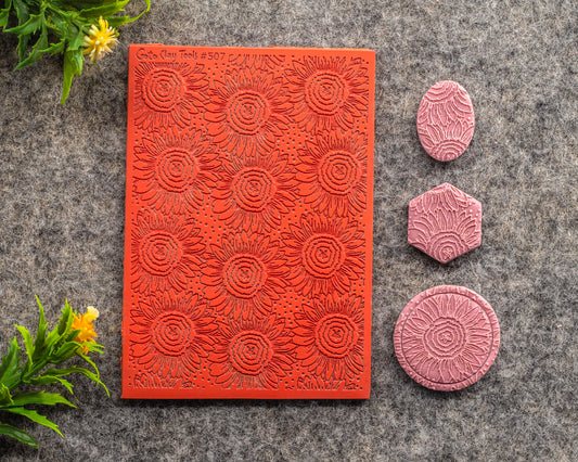Sunflower Texture mat for polymer clay, Polymer Clay Rubber Texture mat, Texture Tile mats, Rubber Texture Sheet #507