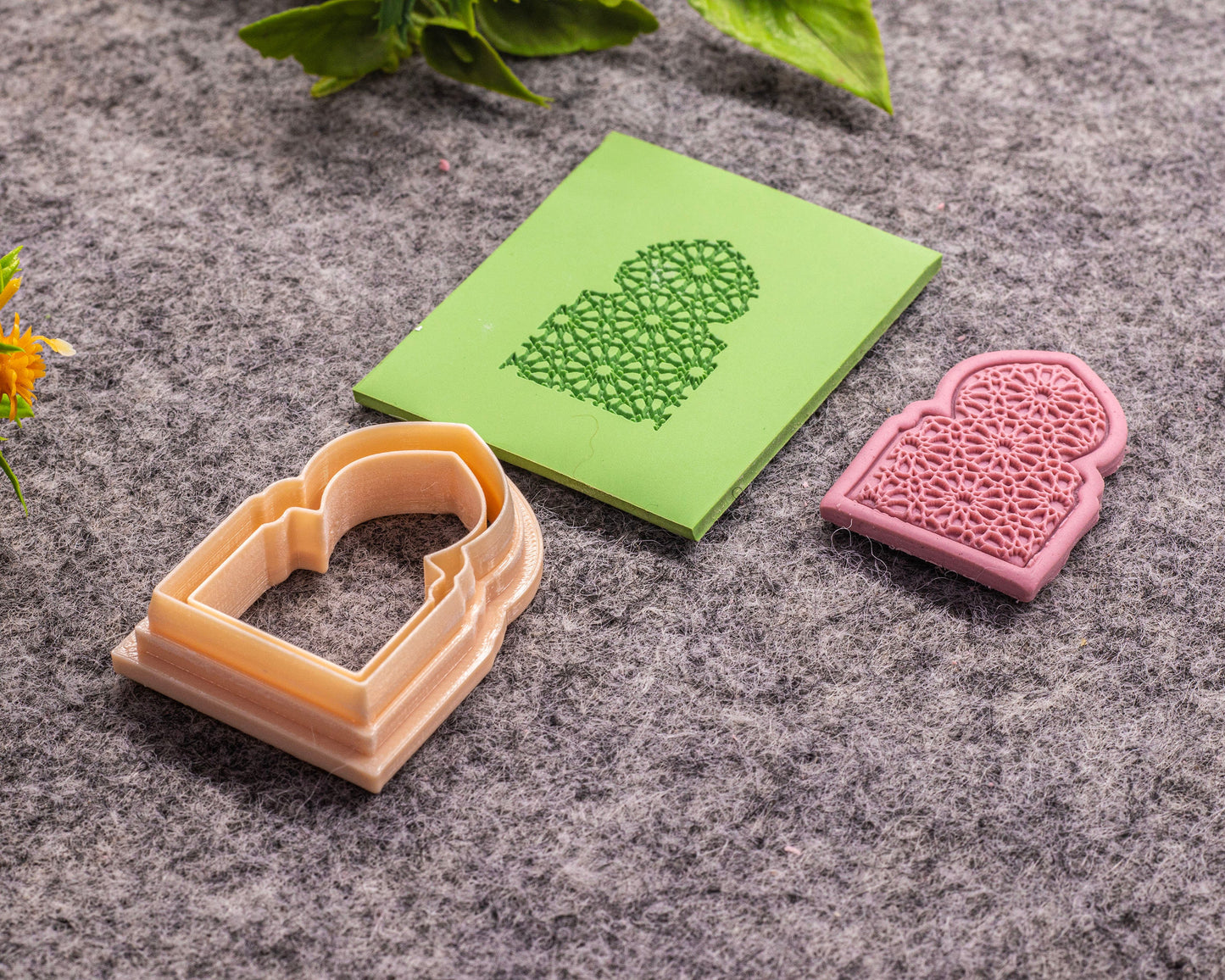 Mihrab Rubber Texture Mat & Cutter Set: Polymer Clay Arabic Arch