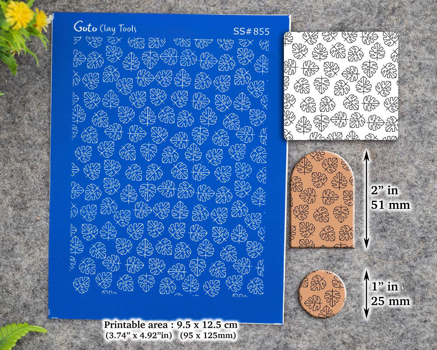 Monstera leaf Silkscreen for Polymer Clay Earring making, Clay Stencils, Clay Earring Silkscreen, Polymer Clay Supplies SS#855