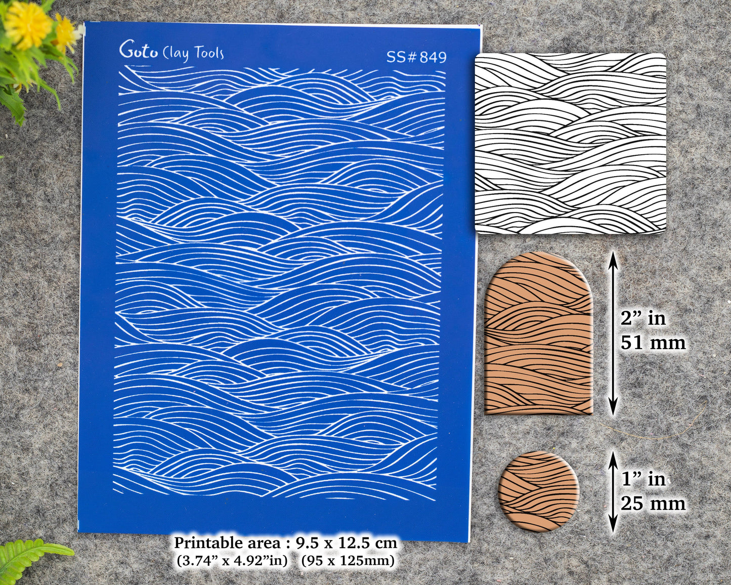 Waves Silkscreen for Polymer Clay Earring making, Clay Stencils, Clay Earring Silkscreen, Polymer Clay Supplies SS#849