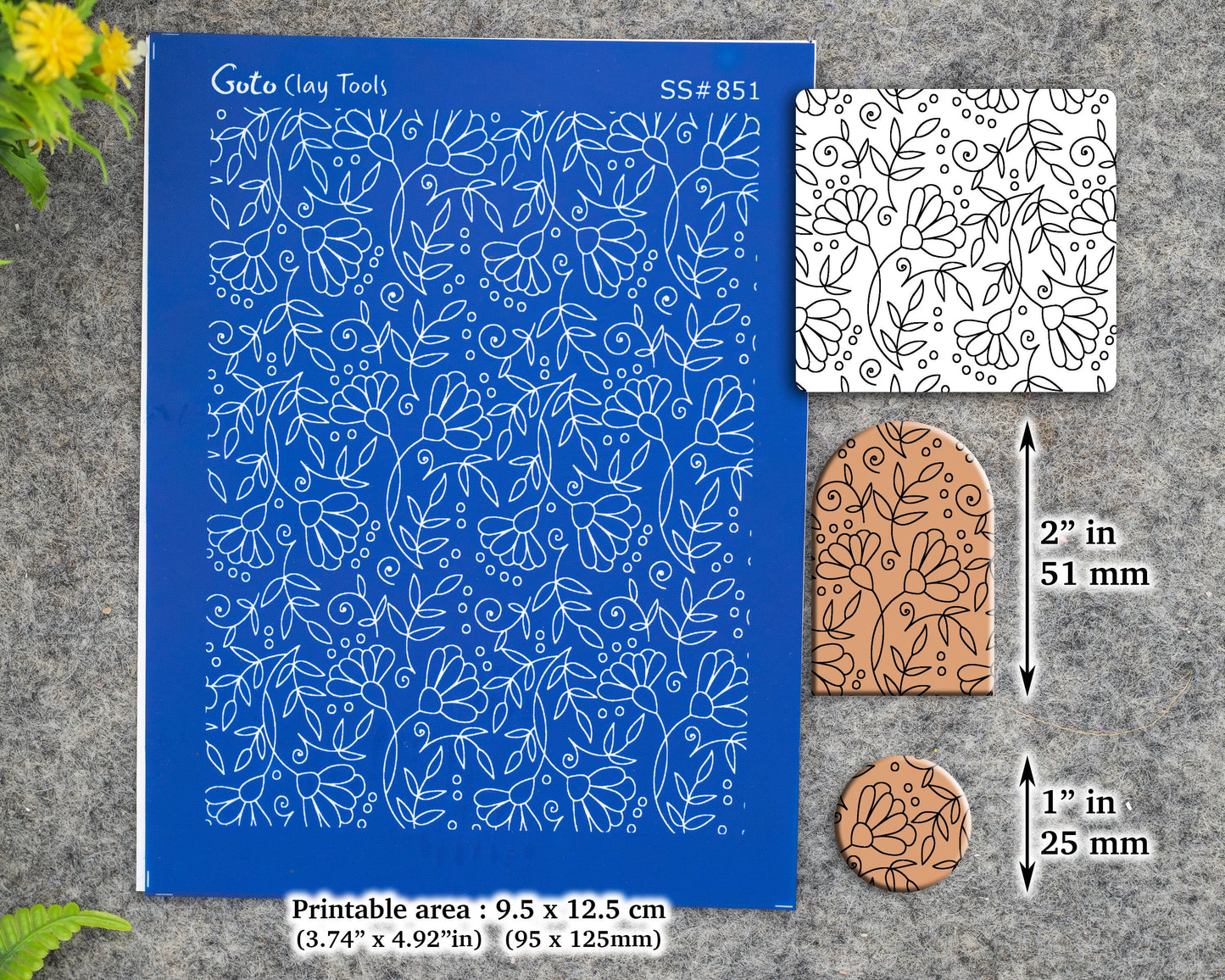Floral Silkscreen for Polymer Clay Earring making, Clay Stencils, Clay Earring Silkscreen, Polymer Clay Supplies SS#851