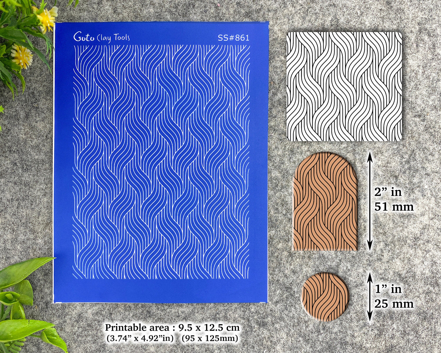 Art Deco Weave Silkscreen for Polymer Clay Earring making, Clay Stencils, Clay Earring Silkscreen, Polymer Clay Supplies SS#861