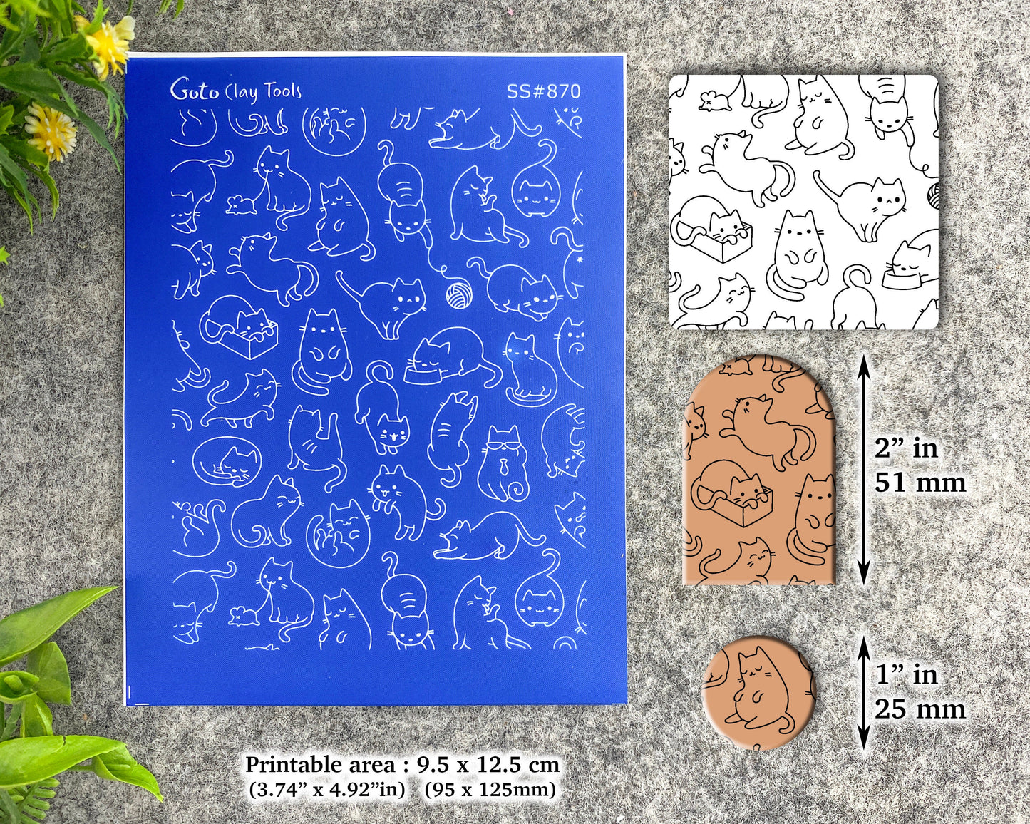 Cats outline Silkscreen for Polymer Clay Earring making, Clay Stencils, Clay Earring Silkscreen, Polymer Clay Supplies SS#870
