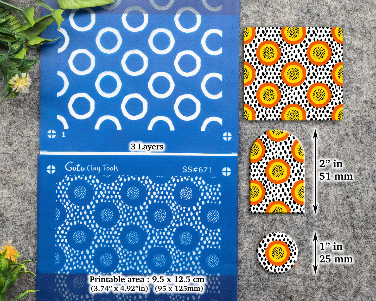 3 Layers Abstract Silkscreen for Polymer Clay Earring making, Clay Stencils, Clay Earring Silkscreen, Polymer Clay Supplies SS#671