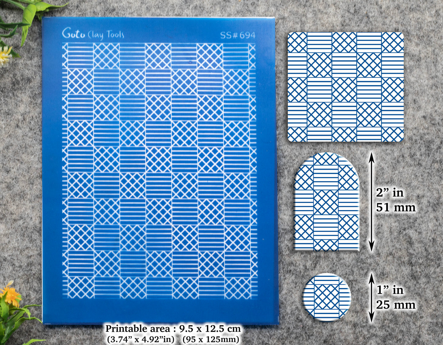 Checks Cross lining Silkscreen for Polymer Clay Earring making, Clay Stencils, Clay Earring Silkscreen, Polymer Clay Supplies SS#694