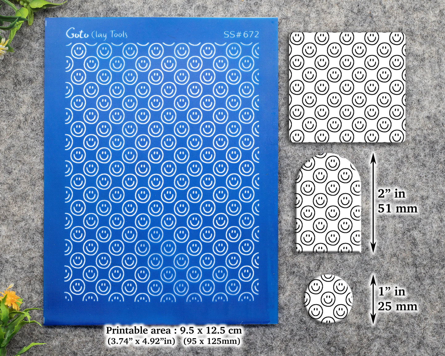 Smiley Silkscreen for Polymer Clay Earring making, Clay Stencils, Clay Earring Silkscreen, Polymer Clay Supplies SS#672