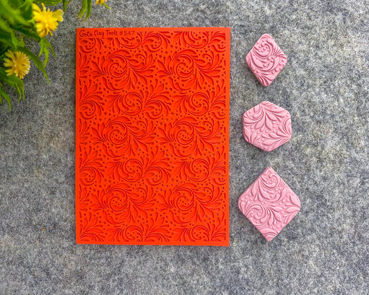 Ornamental texture mat for polymer clay, Polymer Clay Rubber Texture mat, Texture Tile mats, Rubber Texture Sheet #547