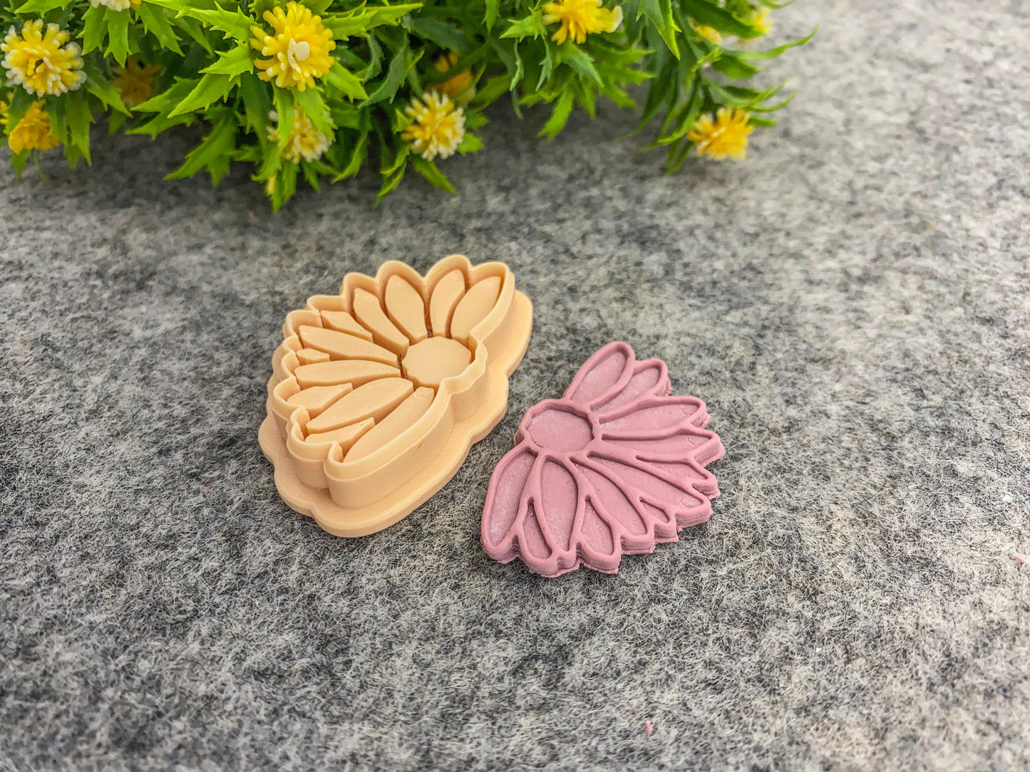 Half daisy debossed flower cutter for polymer clay jewellery#647