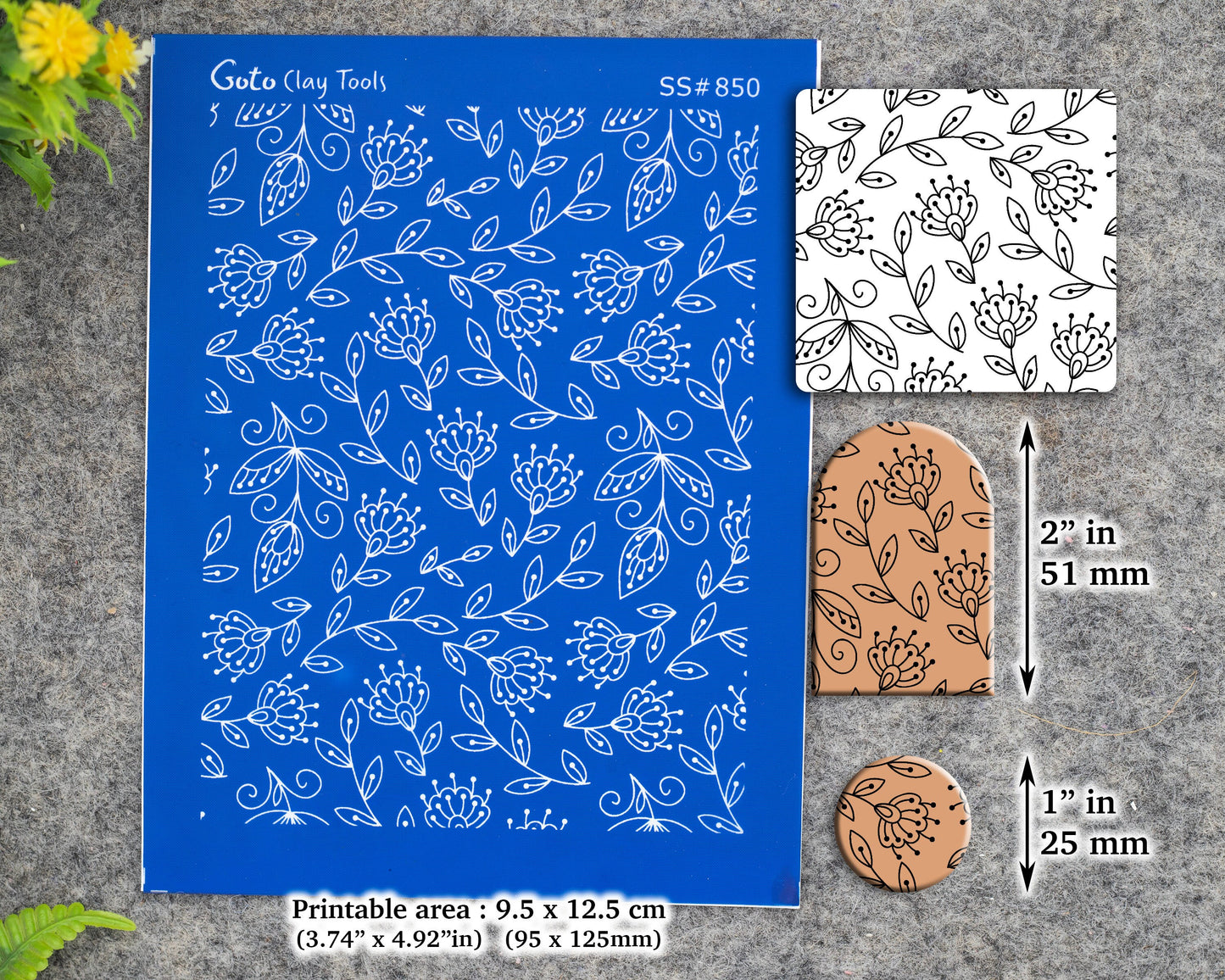 Floral Silkscreen for Polymer Clay Earring making, Clay Stencils, Clay Earring Silkscreen, Polymer Clay Supplies SS#850