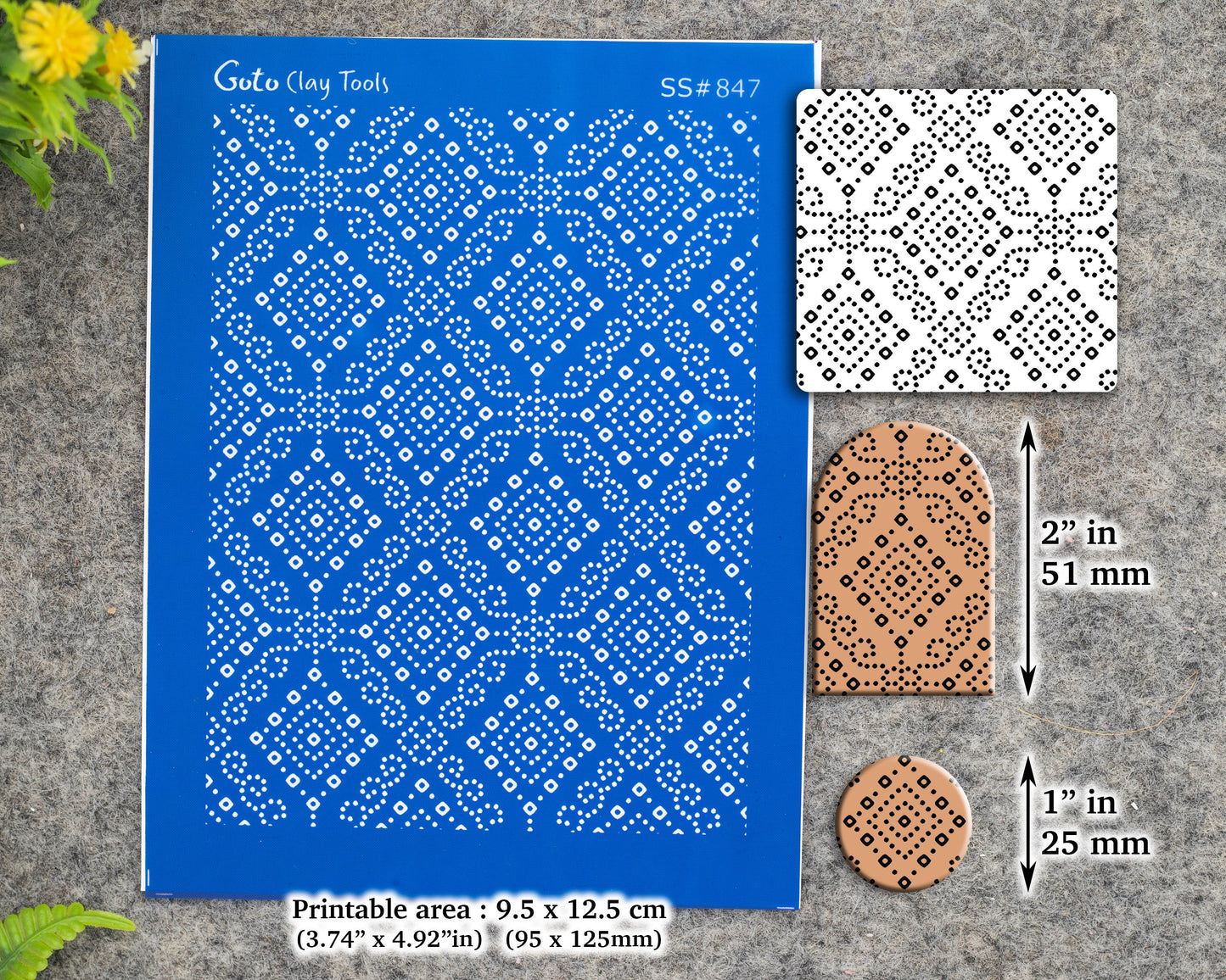 Indian bandhani Silkscreen for Polymer Clay Earring making, Clay Stencils, Clay Earring Silkscreen, Polymer Clay Supplies SS#847