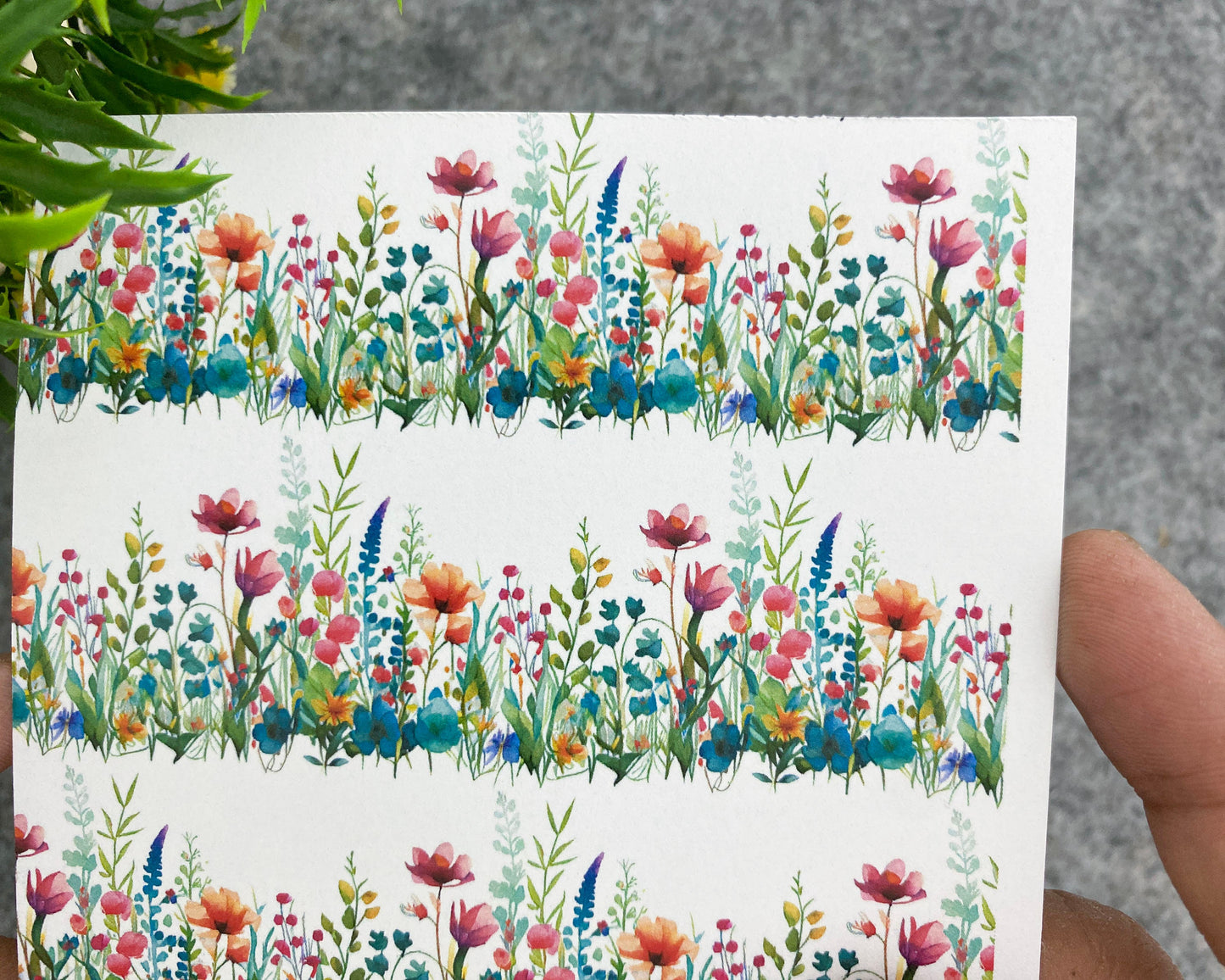 Transfer paper for polymer clay, wildflower border, water soluble transfer paper, polymer clay image transfers, magic transfer paper #797