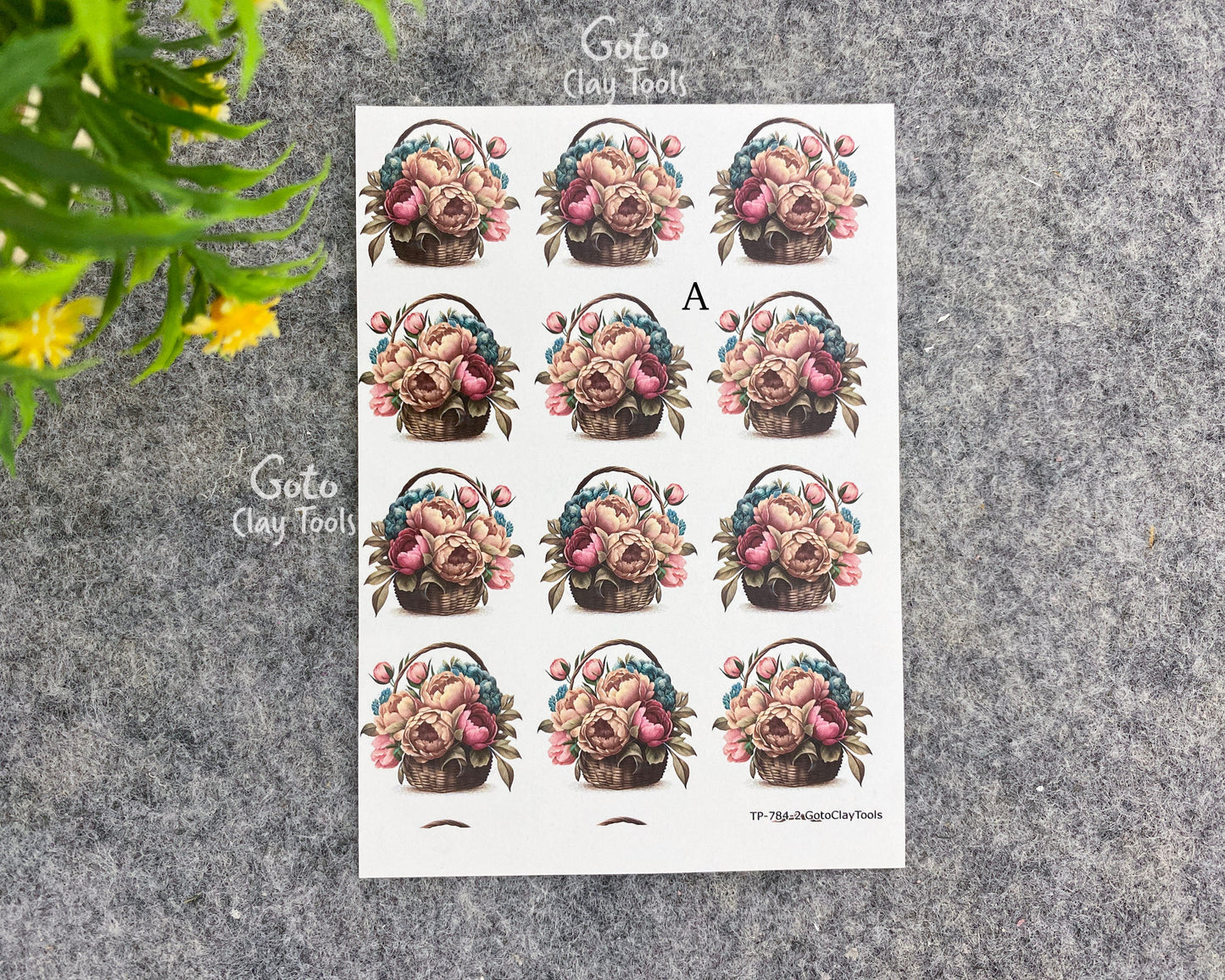 Transfer paper for polymer clay, Flower bouquets, water soluble transfer paper, polymer clay image transfers, magic transfer paper #784