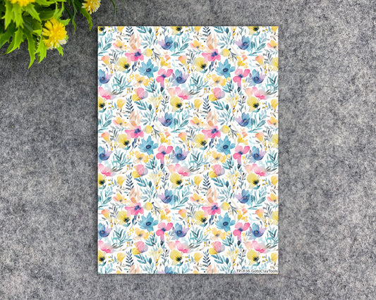 Transfer paper for polymer clay, Watercolor flowers, water soluble transfer paper, polymer clay image transfers, magic transfer paper #836