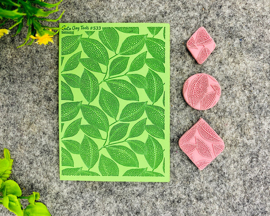 Dotted Leaves Texture mat for polymer clay, Polymer Clay Rubber Texture mat, Texture Tile mats, Rubber Texture Sheet #533
