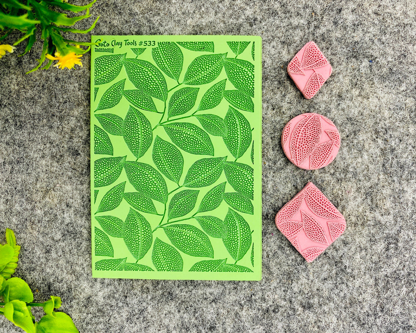 Dotted Leaves Rubber Texture Mat for Polymer Clay Jewelry  #533