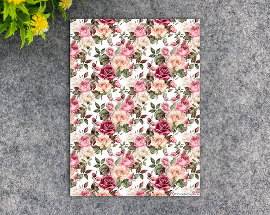 Transfer paper for polymer clay, Watercolor flowers, water soluble transfer paper, polymer clay image transfers, magic transfer paper #833