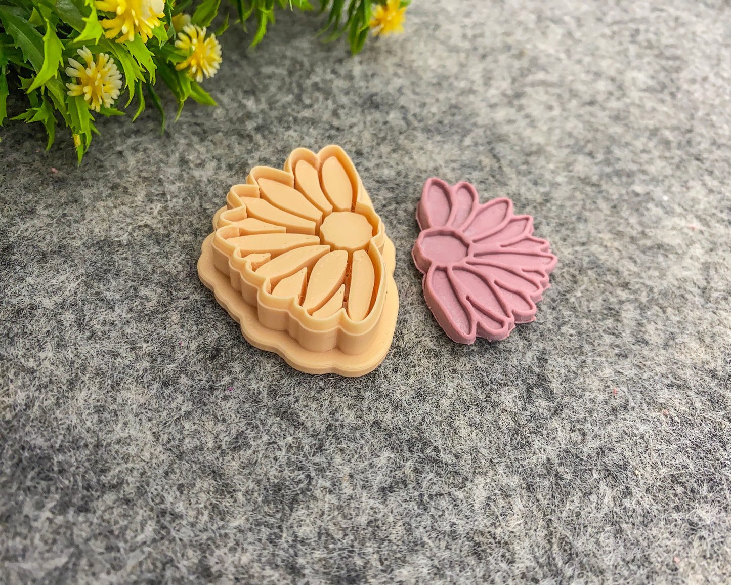 Half daisy debossed flower cutter for polymer clay jewellery#647