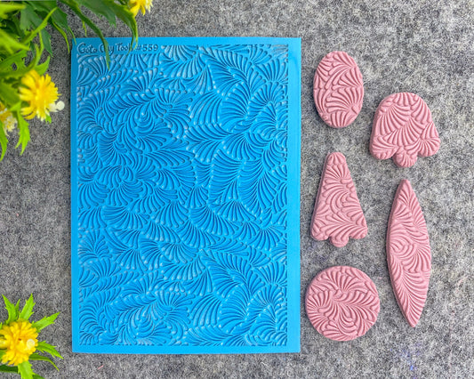 Ornamental fan Texture mat for polymer clay, Polymer Clay Rubber Texture mat, Texture Tile mats, Rubber Texture Sheet #559