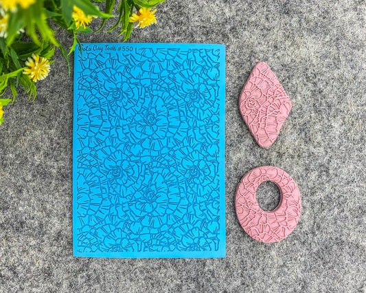 Rose Texture mat for polymer clay, Polymer Clay Rubber Texture mat, Texture Tile mats, Rubber Texture Sheet #550
