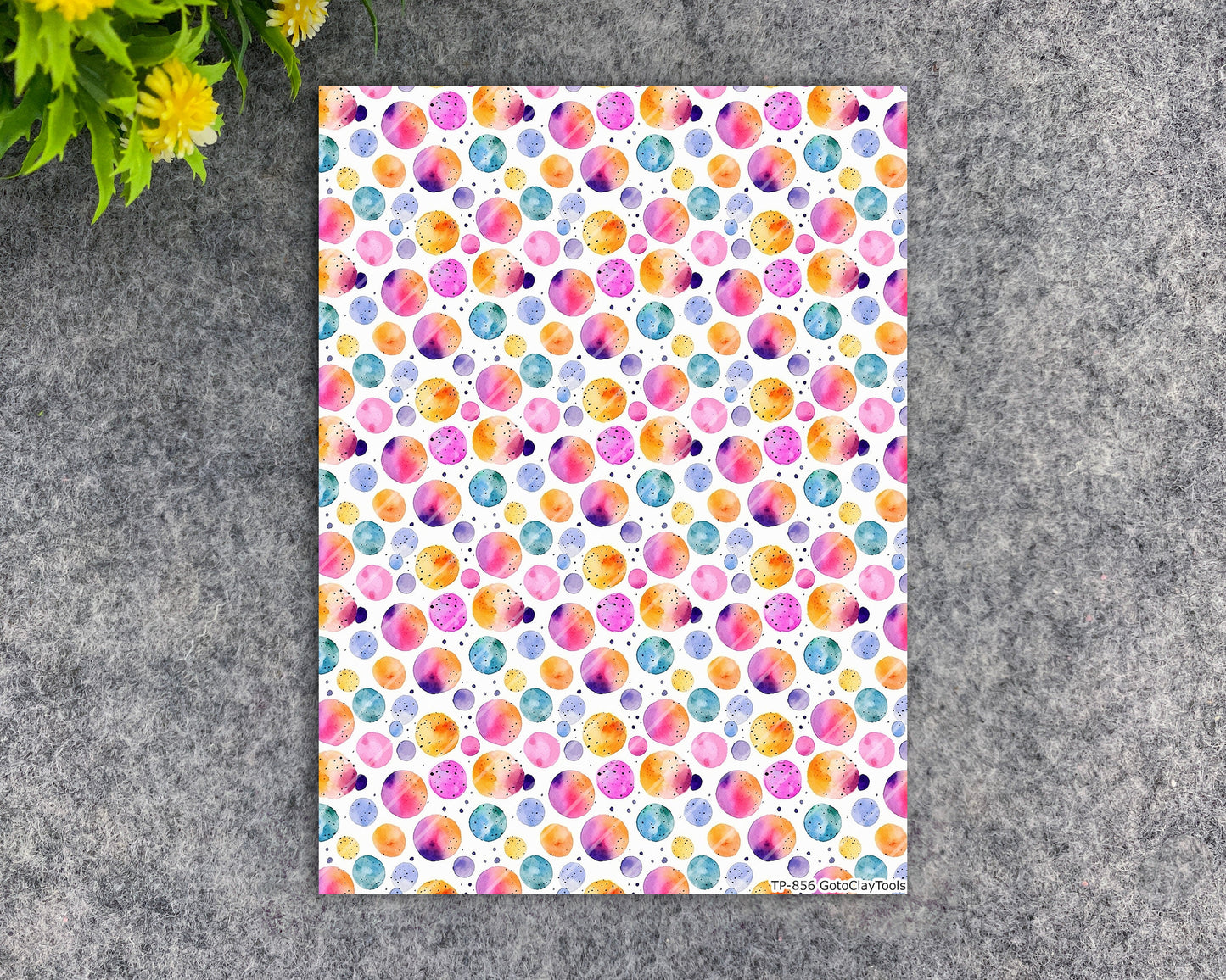 Transfer paper for polymer clay, Watercolor dots, water soluble transfer paper, polymer clay image transfers, magic transfer paper #856