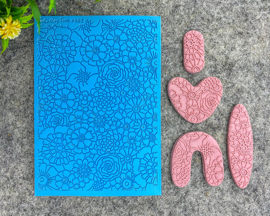 Floral Texture mat for polymer clay, Polymer Clay Rubber Texture mat, Texture Tile mats, Rubber Texture Sheet #562