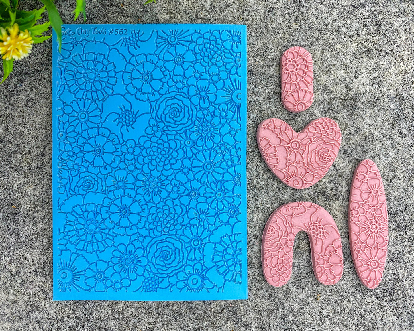 Floral Rubber Texture Mat for Polymer Clay Jewelry (#562)