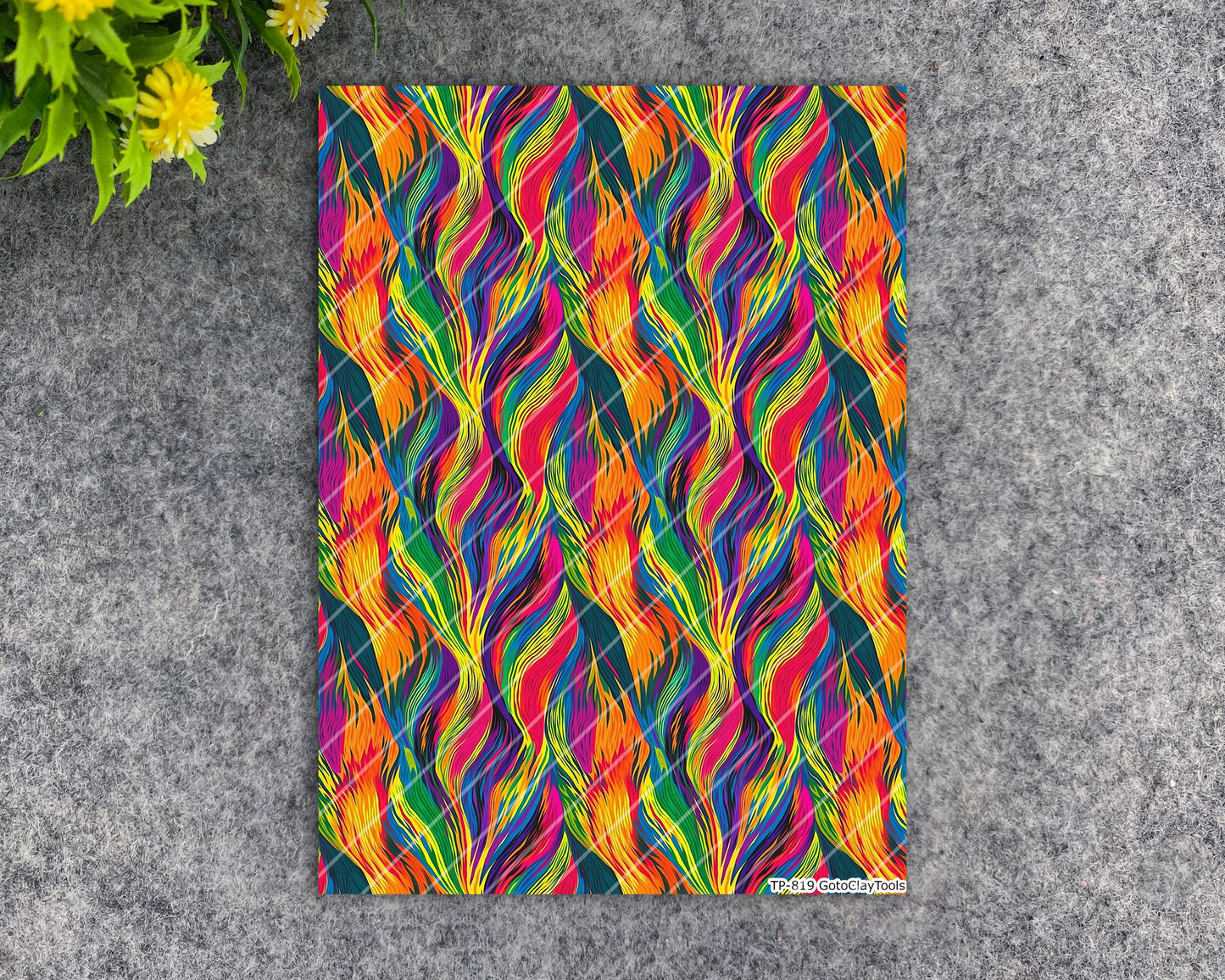 Transfer paper for polymer clay, Colorful waves, water soluble transfer paper, polymer clay image transfers, magic transfer paper #819