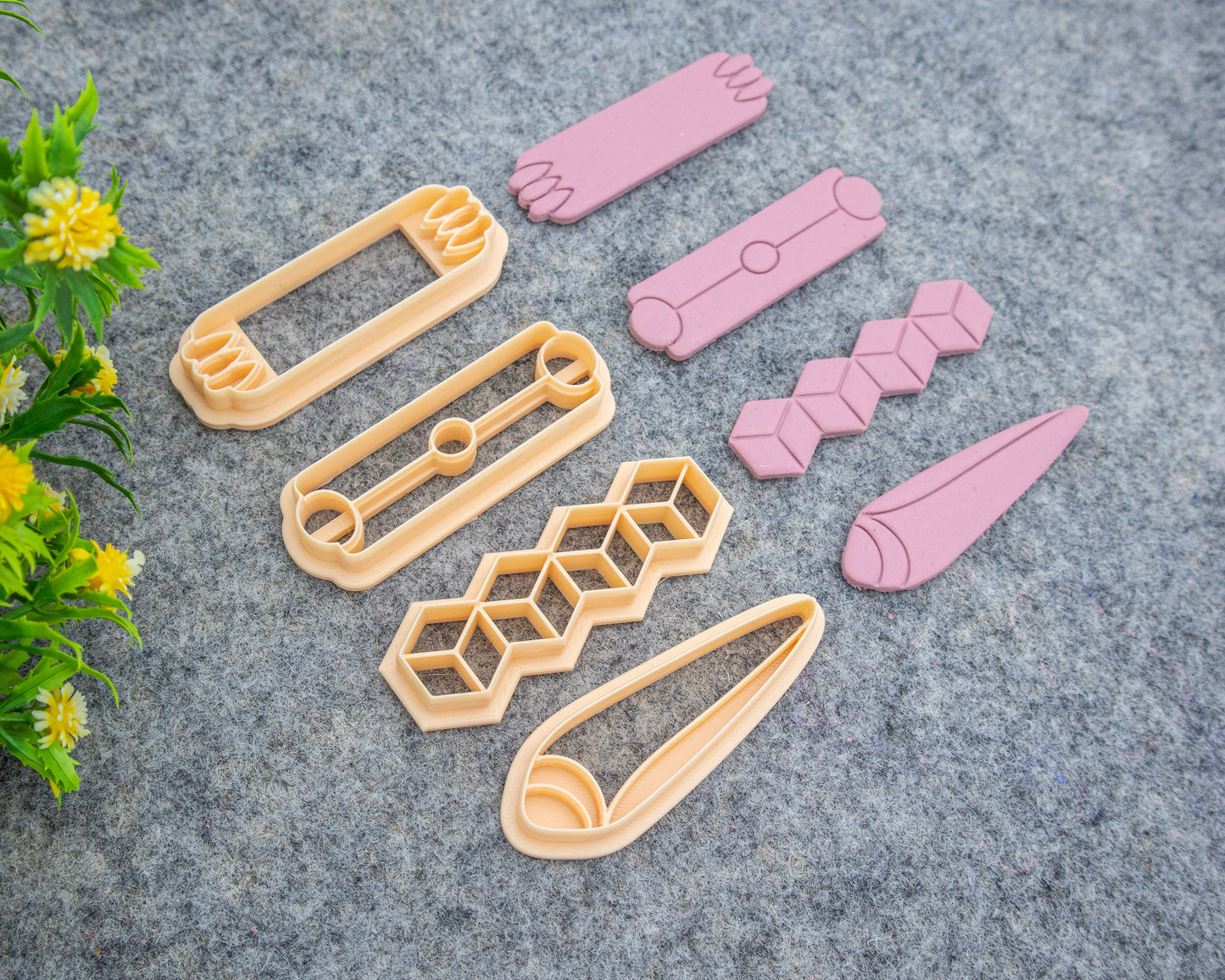 Barrette Clay Cutters, Hair Clip Cutter, Hair Barrette Cutters for Clay, Clay Hair Accessories, Embossed cutters #648-E2