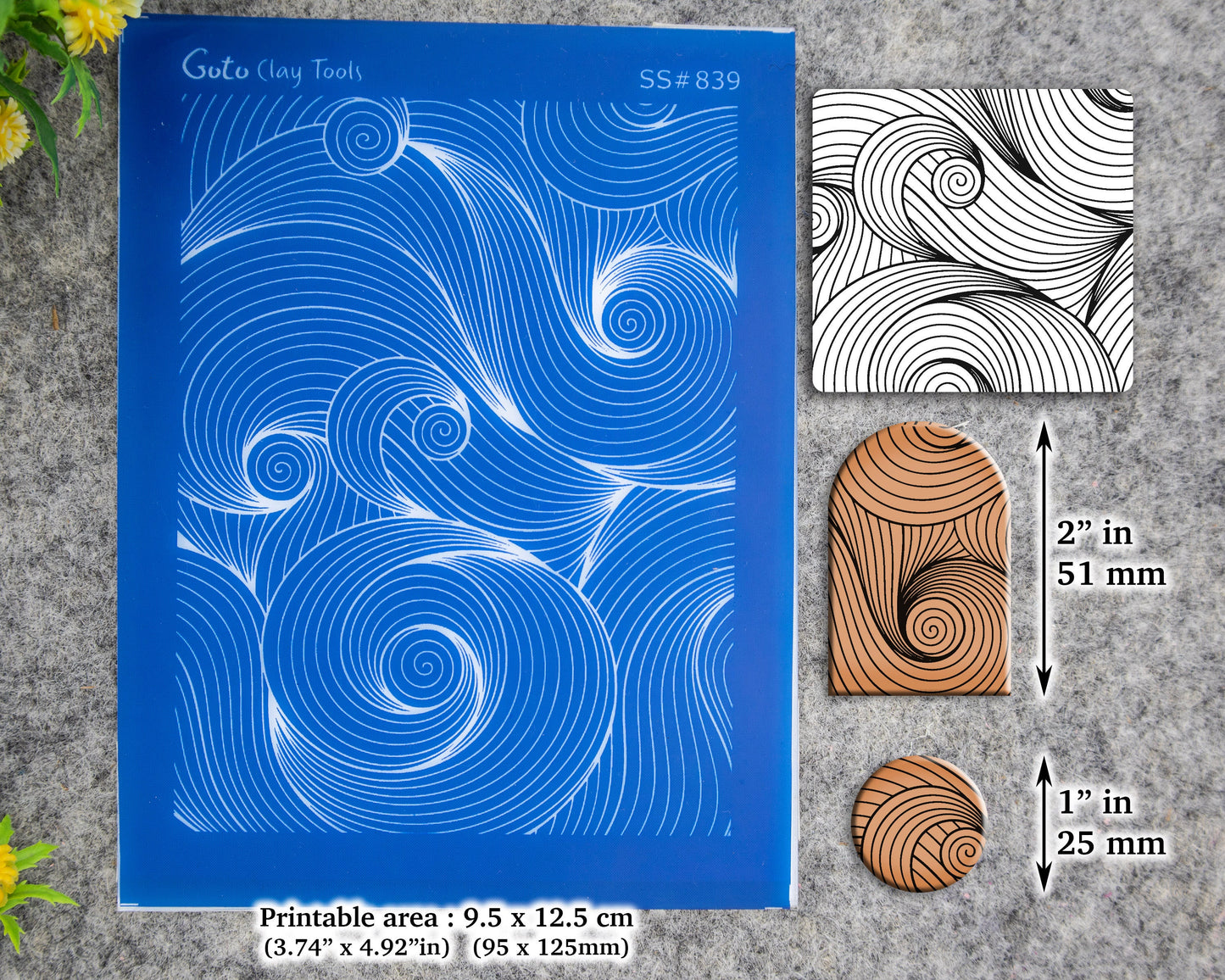 Waves contour Silkscreen for Polymer Clay Earring making, Clay Stencils, Clay Earring Silkscreen, Polymer Clay Supplies SS#839