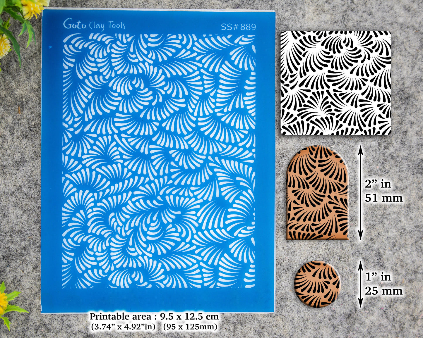 Fan Silkscreen for Polymer Clay Earring making, Clay Stencils, Clay Earring Silkscreen, Polymer Clay Supplies SS#889