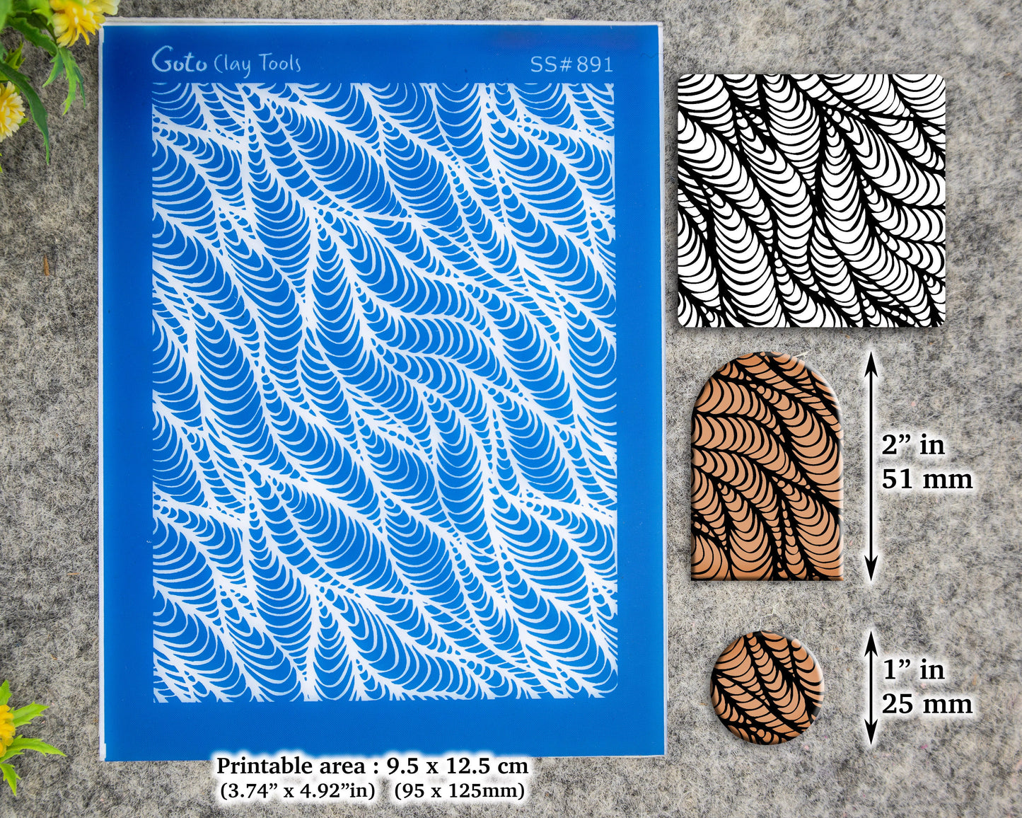 waves Silkscreen for Polymer Clay Earring making, Clay Stencils, Clay Earring Silkscreen, Polymer Clay Supplies SS#891
