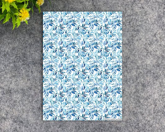 Transfer paper for polymer clay, Blue leaves, water soluble transfer paper, polymer clay image transfers, magic transfer paper #805
