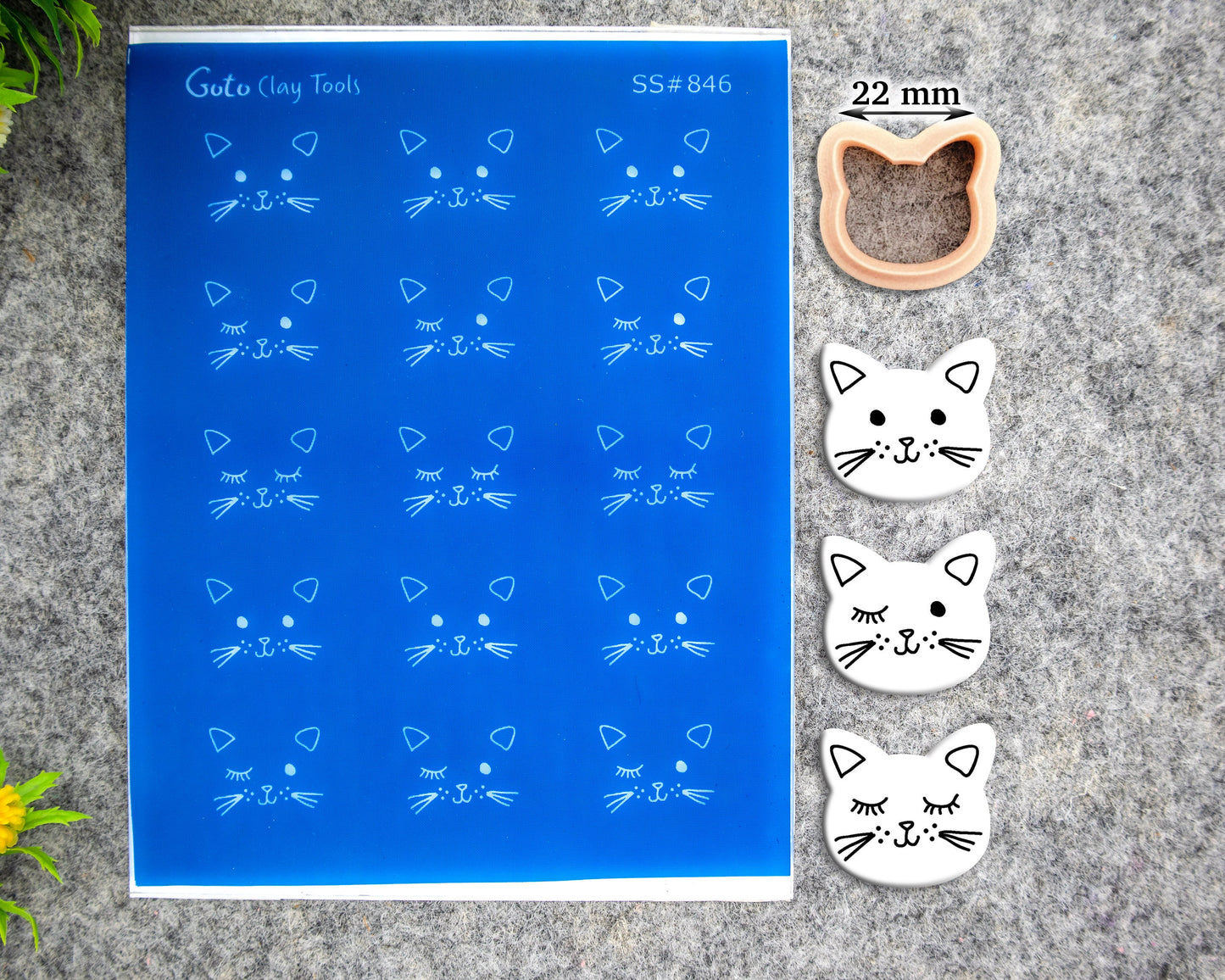 Cat face Silkscreen for Polymer Clay Earring making, Clay Stencils, Clay Earring Silkscreen, Polymer Clay Supplies SS#846