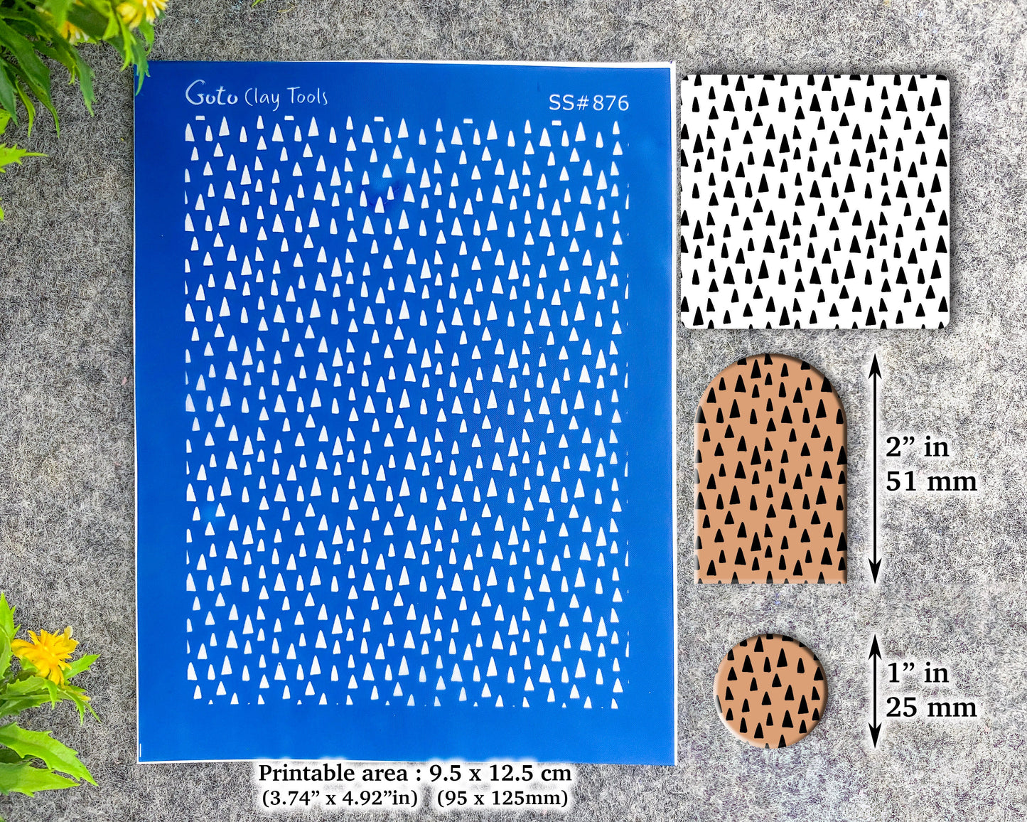 Doodle Triangle Silkscreen for Polymer Clay Earring making, Clay Stencils, Clay Earring Silkscreen, Polymer Clay Supplies SS#876