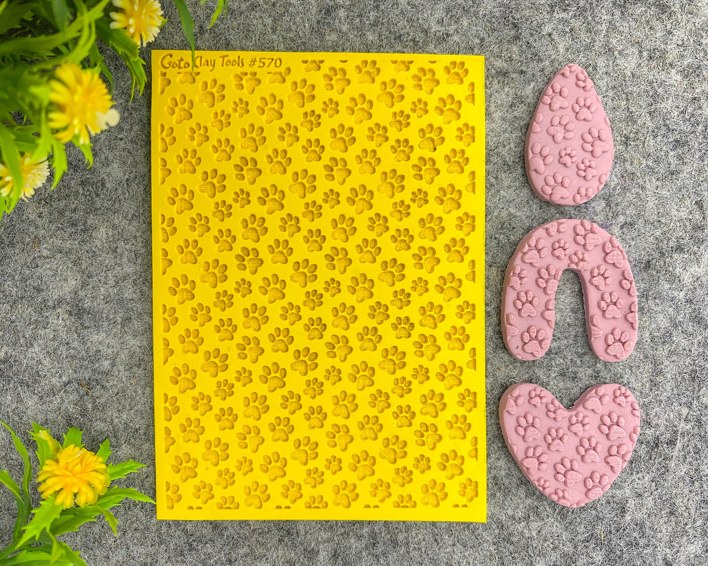 Dog Paws Texture mat for polymer clay, Polymer Clay Rubber Texture mat, Texture Tile mats, Rubber Texture Sheet #570