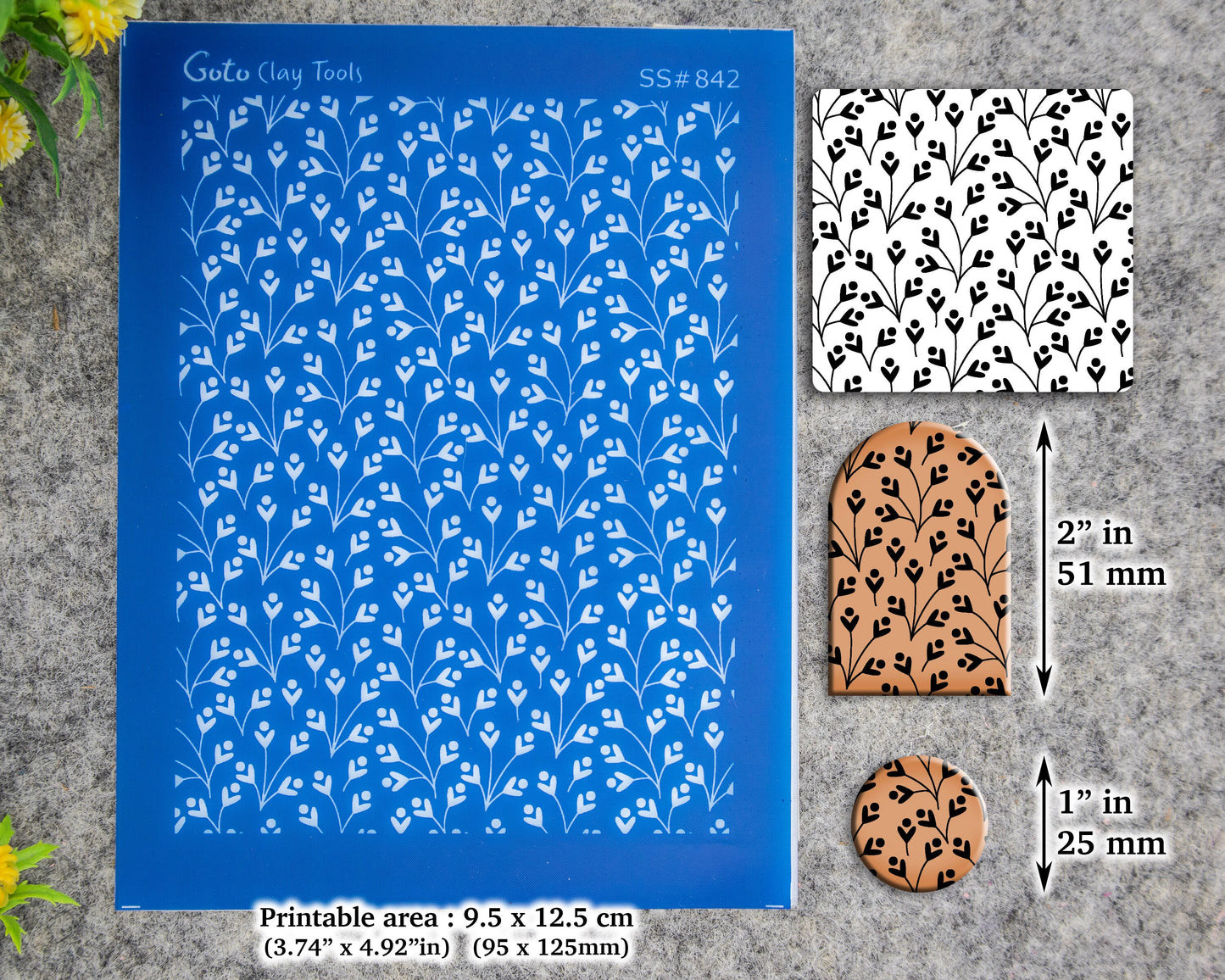 small tulip Silkscreen for Polymer Clay Earring making, Clay Stencils, Clay Earring Silkscreen, Polymer Clay Supplies SS#842