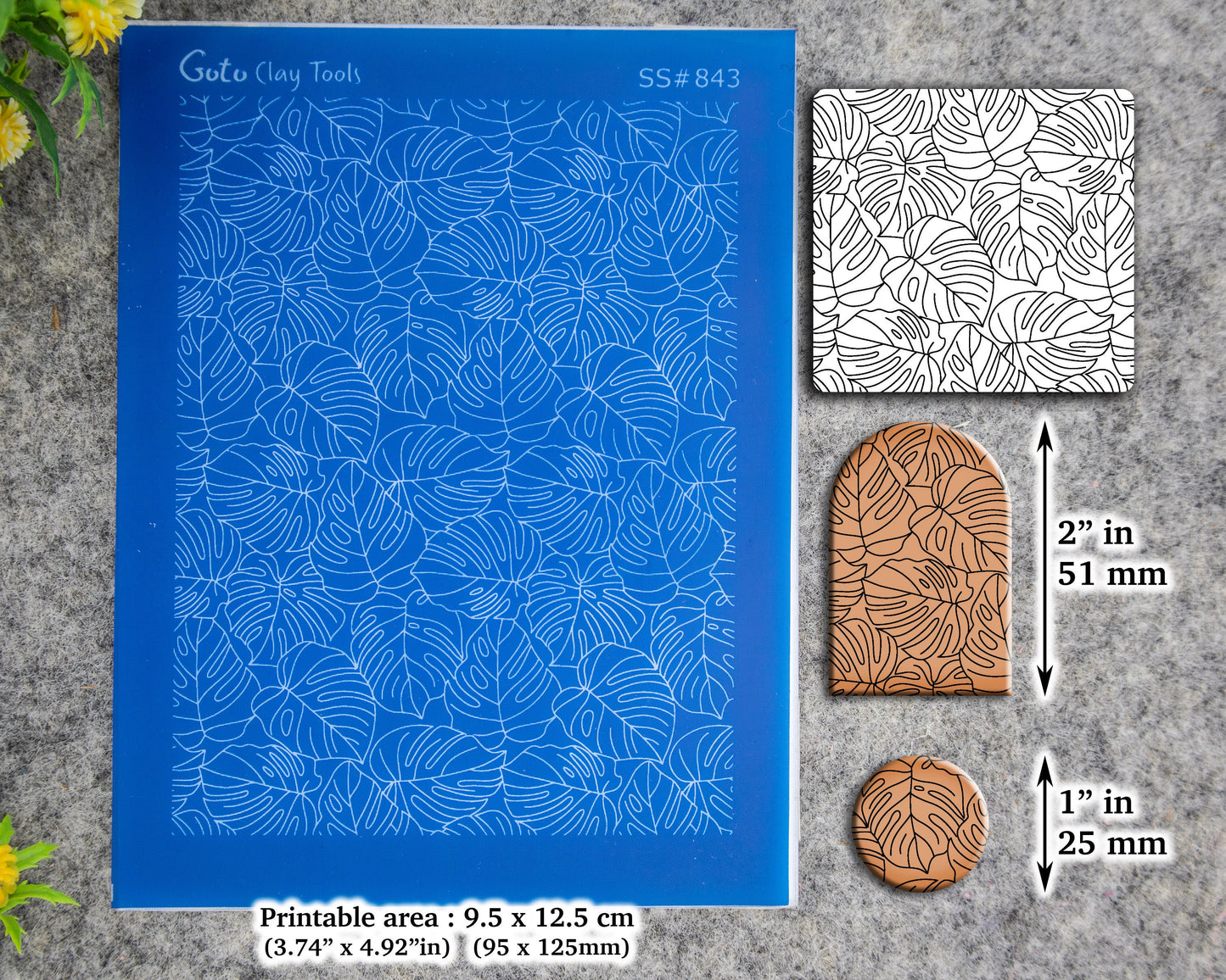 Monstera Silkscreen for Polymer Clay Earring making, Clay Stencils, Clay Earring Silkscreen, Polymer Clay Supplies SS#843