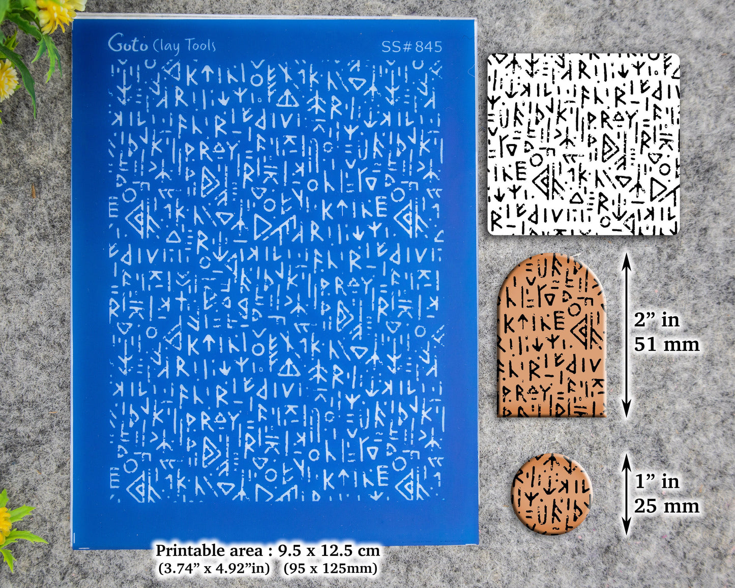 Runic Insctiptions Silkscreen for Polymer Clay Earring making, Clay Stencils, Clay Earring Silkscreen, Polymer Clay Supplies SS#845