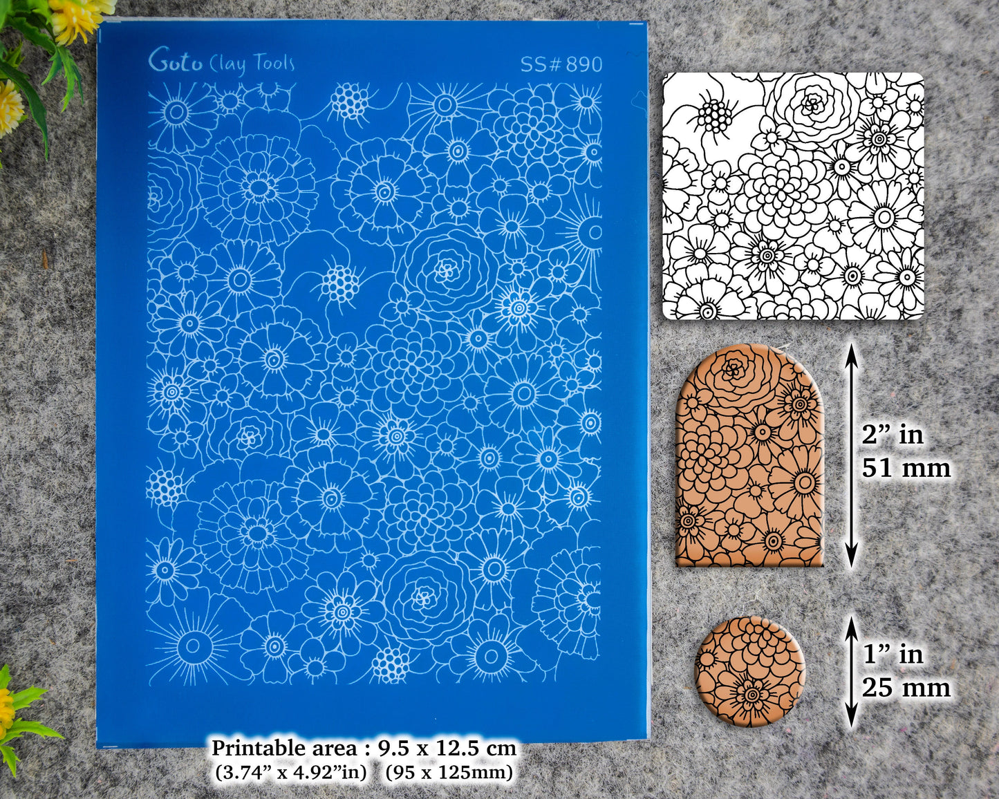 Floral Silkscreen for Polymer Clay Earring making, Clay Stencils, Clay Earring Silkscreen, Polymer Clay Supplies SS#890